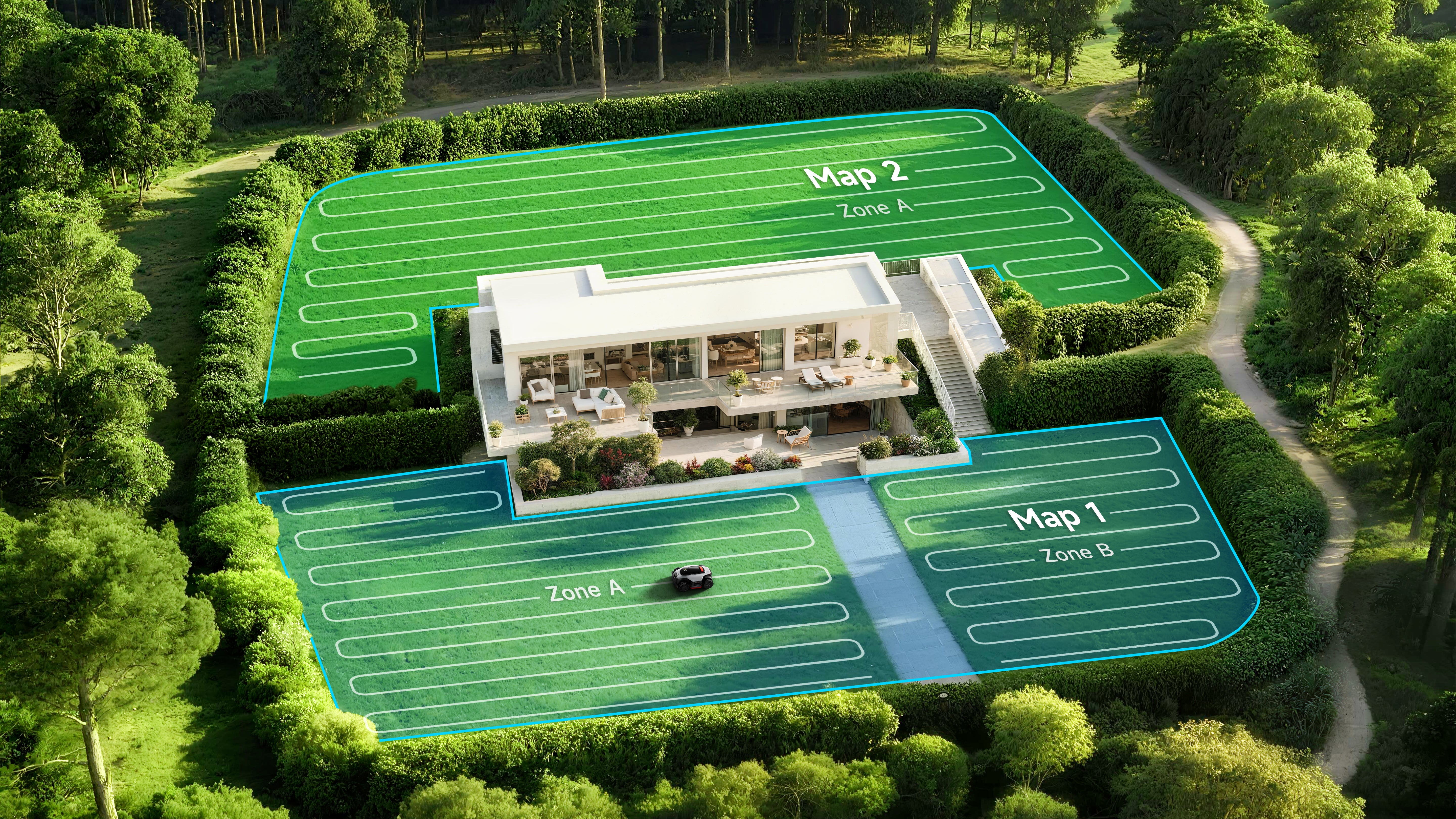 Dreame A3 AWD Pro robottiruohonleikkuri leikkuualueet