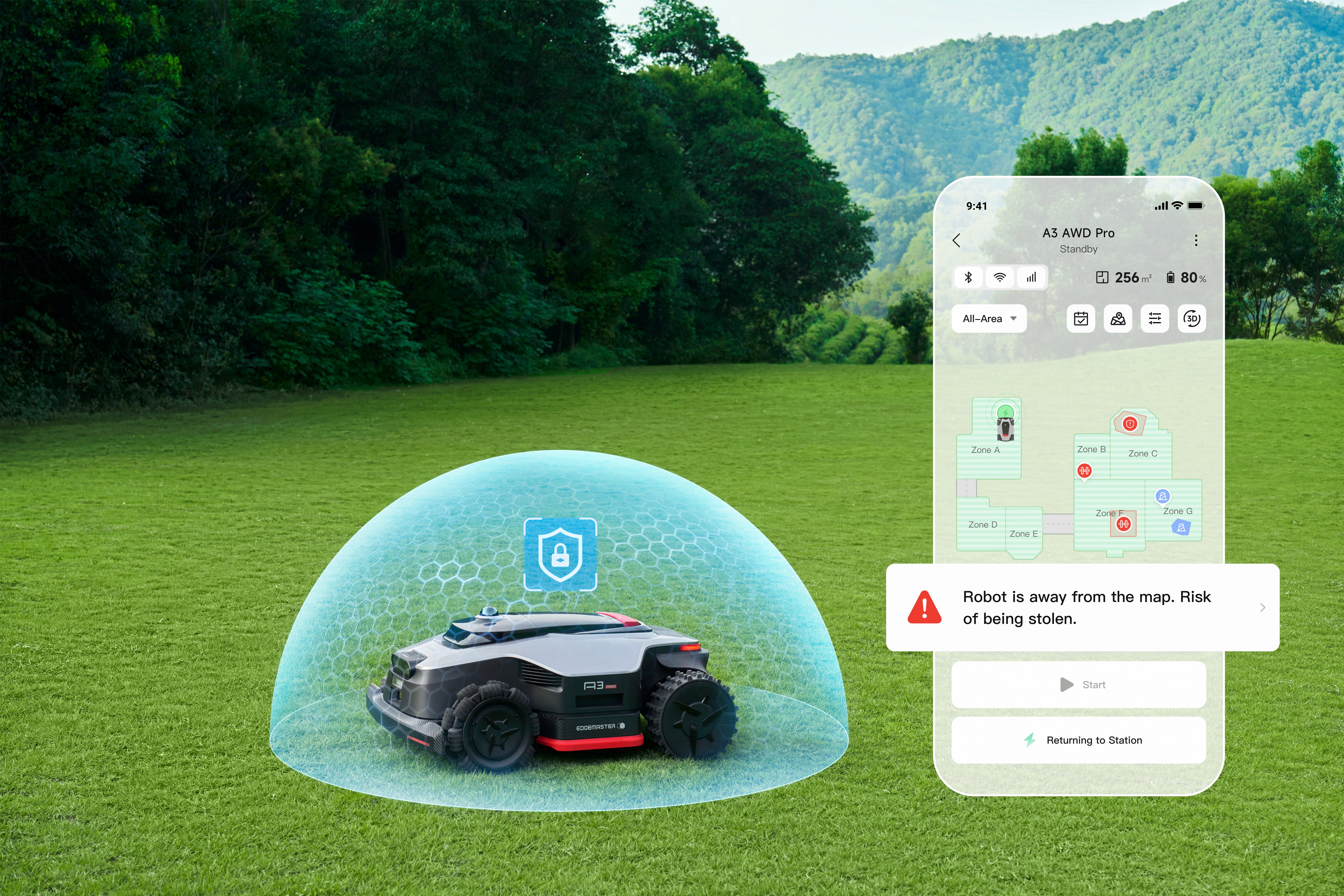 Dreame A3 AWD Pro robottiruohonleikkuri varashalytin