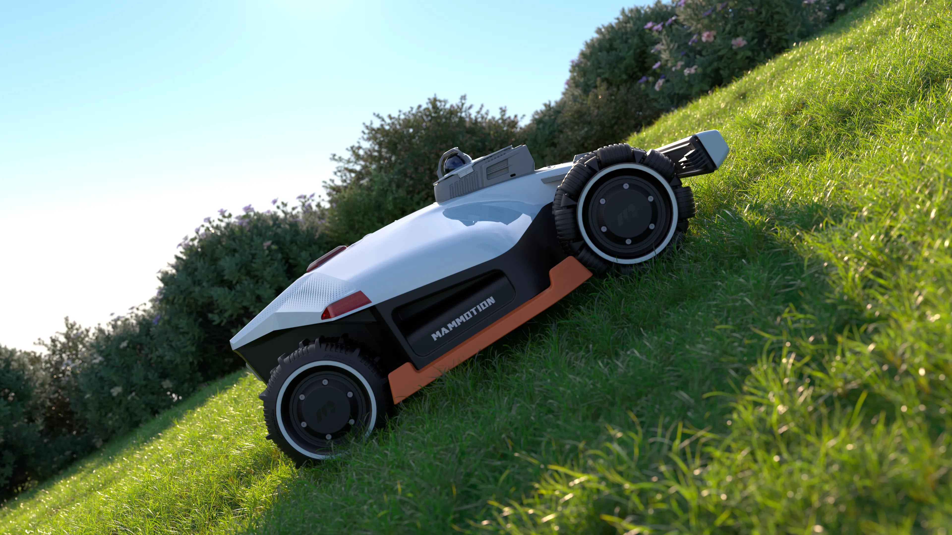 Mammotion Luba 3 AWD LiDAR & RTK robottiruohonleikkuri kaltevassa rinteessä